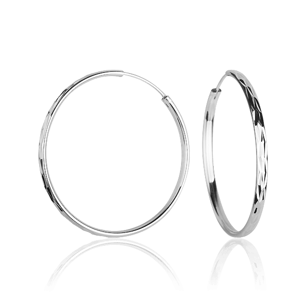 Серебряные серьги-кольца с алмазной гранью 027308 детальное изображение ювелирного изделия Серебряные серьги без вставок Серебряные серьги-кольца с алмазной гранью 027308 детальное изображение ювелирного изделия Серебряные серьги без вставок