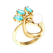 обзорное фото Кольцо с жемчугом 320997  Золотые кольца с жемчугом