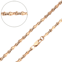 обзорное фото Мужская цепь из красного и белого золота 585 пробы 039350 Золотые цепочки мужские обзорное фото Мужская цепь из красного и белого золота 585 пробы 039350  Золотые цепочки мужские