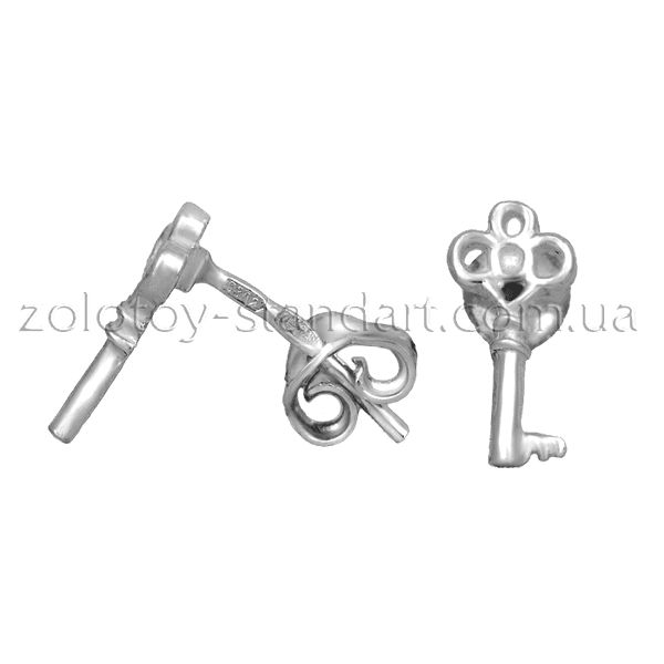 Серебряные серьги Ключик 82075 детальное изображение ювелирного изделия Серебряные серьги без вставок Серебряные серьги Ключик 82075 детальное изображение ювелирного изделия Серебряные серьги без вставок