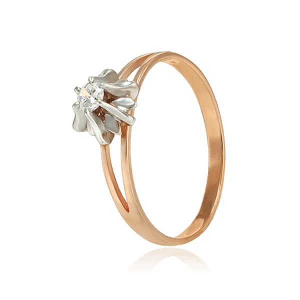 Золотое кольцо с одним фианитом 028605 детальное изображение ювелирного изделия Золотые кольца для помолвки с цирконием Золотое кольцо с одним фианитом 028605 детальное изображение ювелирного изделия Золотые кольца для помолвки с цирконием