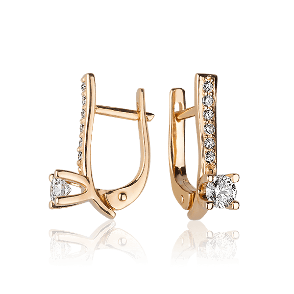 Серьги из красного золота с бриллиантами Серьги из красного золота с бриллиантами