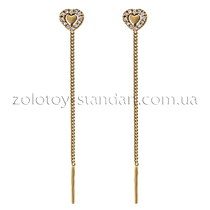 обзорное фото Золотые серьги с цирконием 101733 Золотые серьги с фианитом обзорное фото Золотые серьги с цирконием 101733  Золотые серьги с фианитом