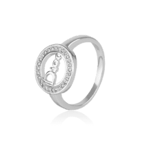 обзорное фото Серебряное кольцо в стиле Dior с фианитами 027974  Серебряные кольца со вставками