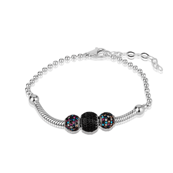 Серебряный браслет бусины с фианитами 027688 детальное изображение ювелирного изделия Серебряные браслеты для шармов Серебряный браслет бусины с фианитами 027688 детальное изображение ювелирного изделия Серебряные браслеты для шармов