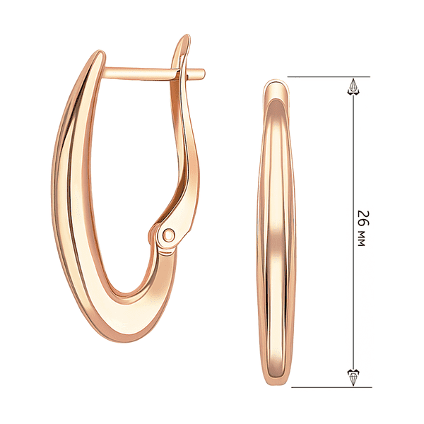 Лаконические вытянутые золотые серьги в красном золоте 585 пробы Grace на английском замке без вставок купить Лаконические вытянутые золотые серьги в красном золоте 585 пробы Grace на английском замке без вставок купить