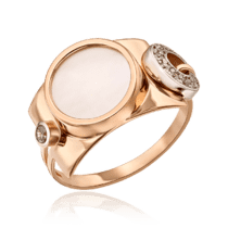 обзорное фото Экстраординарное золотое кольцо с перламутром 035270  Золотые кольца