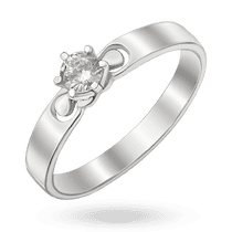 обзорное фото Помолвочное кольцо из белого золота с фианитом 040910  Золотые кольца для помолвки с цирконием