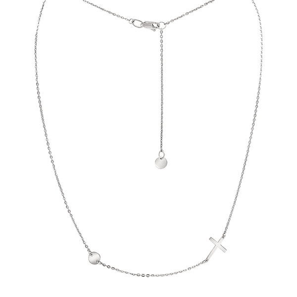 Колье в белом золоте с крестиком и монеткой на карабине 040769 детальное изображение ювелирного изделия Золотое колье без камней Колье в белом золоте с крестиком и монеткой на карабине 040769 детальное изображение ювелирного изделия Золотое колье без камней