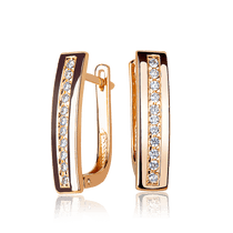 обзорное фото Золотые серьги на английском замке с фианитами 037555 Золотые серьги с фианитом обзорное фото Золотые серьги на английском замке с фианитами 037555  Золотые серьги с фианитом