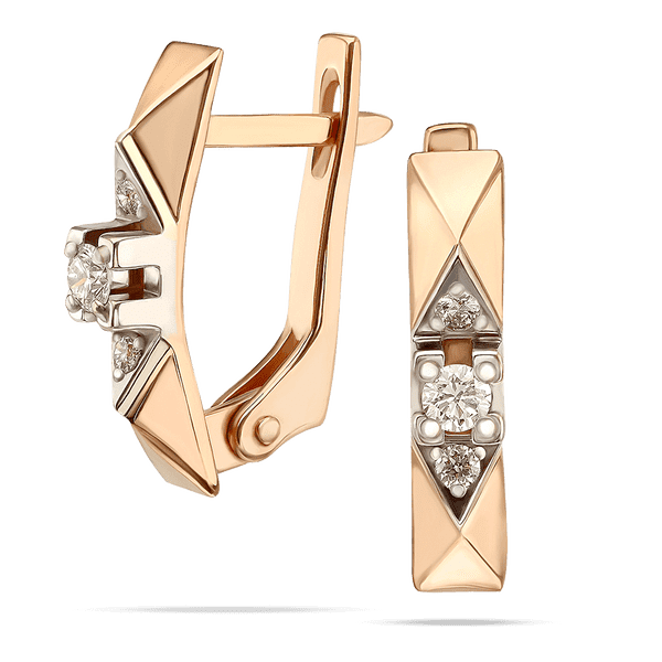 Золоті сережки з геометричним випуклим дизайном та діамантами у центрі 036002 детальне зображення ювелірного виробу Золоті сережки з геометричним випуклим дизайном та діамантами у центрі 036002 детальне зображення ювелірного виробу
