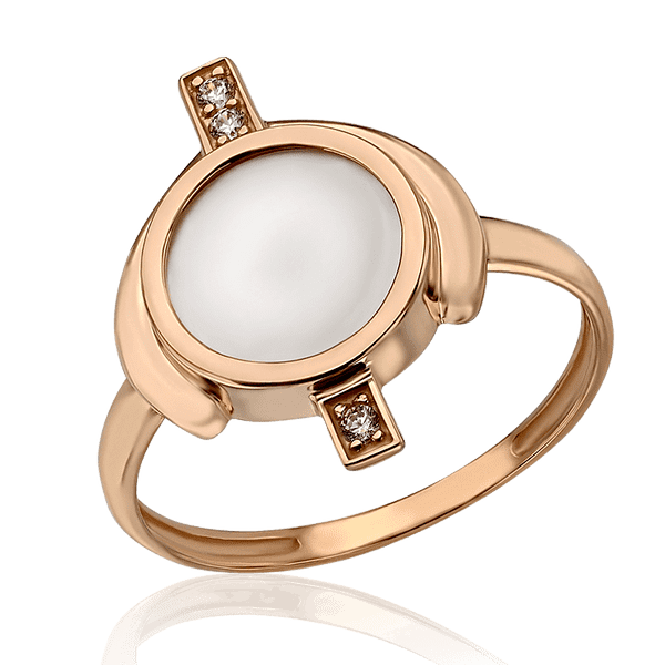 Популярное золотое кольцо с перламутром и фианитами 033843 детальное изображение ювелирного изделия Золотые кольца Популярное золотое кольцо с перламутром и фианитами 033843 детальное изображение ювелирного изделия Золотые кольца