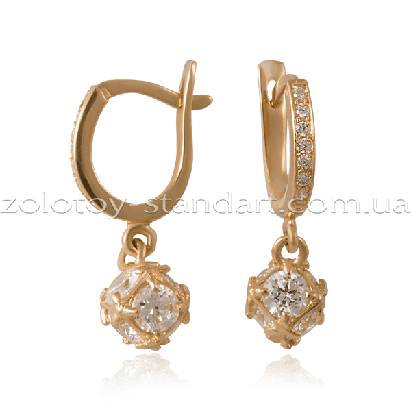Золотые серьги с цирконием 196.8 детальное изображение ювелирного изделия Золотые серьги с фианитом Золотые серьги с цирконием 196.8 детальное изображение ювелирного изделия Золотые серьги с фианитом