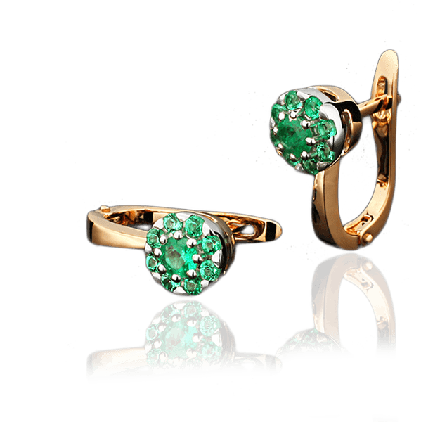 Серьги из красного золота с изумрудами 023120 детальное изображение ювелирного изделия Золотые серьги с изумрудами