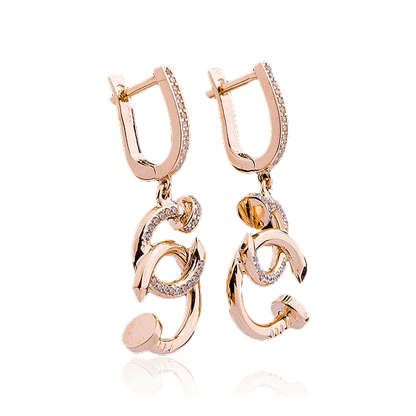 Золотые серьги с фианитами 028359 детальное изображение ювелирного изделия Золотые серьги с фианитом Золотые серьги с фианитами 028359 детальное изображение ювелирного изделия Золотые серьги с фианитом