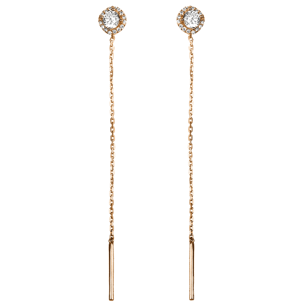 Золотые серьги протяжки с фианитом 037556 детальное изображение ювелирного изделия Золотые серьги с фианитом Золотые серьги протяжки с фианитом 037556 детальное изображение ювелирного изделия Золотые серьги с фианитом