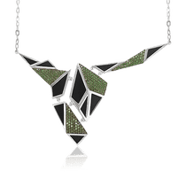 обзорное фото Серебряное колье с агатом и нанокристаллами 030067 Серебряные колье обзорное фото Серебряное колье с агатом и нанокристаллами 030067  Серебряные колье