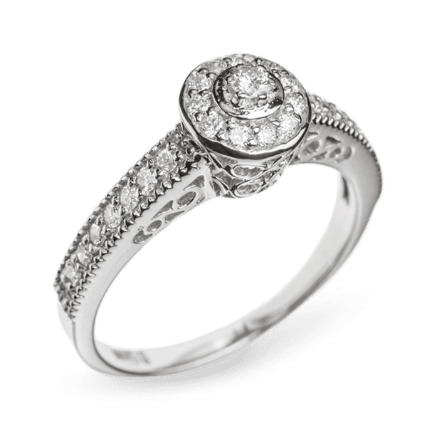 Кольцо из белого золота с бриллиантами R0120 детальное изображение ювелирного изделия Золотые кольца с бриллиантами Кольцо из белого золота с бриллиантами R0120 детальное изображение ювелирного изделия Золотые кольца с бриллиантами