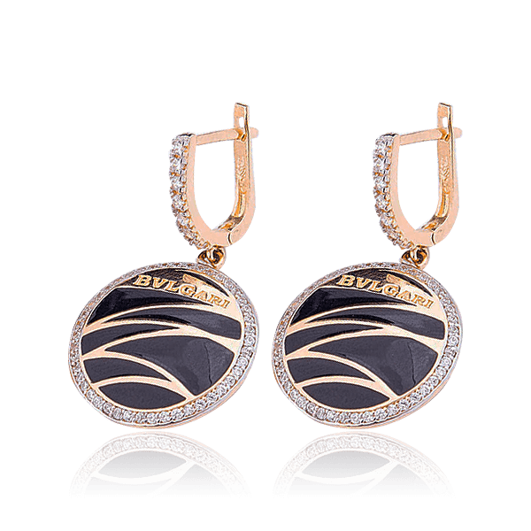 Золотые серьги с эмалью Золотые серьги с эмалью