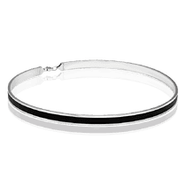 обзорное фото Жесткое серебряное колье с каучуком 034944 Серебряные цепочки обзорное фото Жесткое серебряное колье с каучуком 034944  Серебряные цепочки