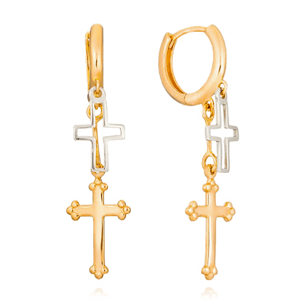 Золотые серьги Крестики в комбинированном золоте 034516 детальное изображение ювелирного изделия Золотые серьги Золотые серьги Крестики в комбинированном золоте 034516 детальное изображение ювелирного изделия Золотые серьги
