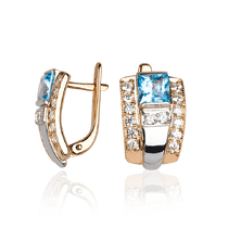 обзорное фото Серьги из красного и белого золота с топазом Стефани 033540 Золотые серьги обзорное фото Серьги из красного и белого золота с топазом Стефани 033540  Золотые серьги