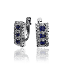 обзорное фото Золотые серьги с бриллиантами и сапфирами 030415 Золотые серьги с сапфиром обзорное фото Золотые серьги с бриллиантами и сапфирами 030415  Золотые серьги с сапфиром