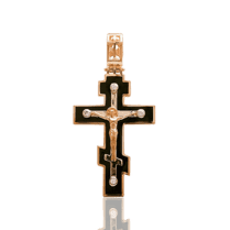 обзорное фото Золотой крестик с эмалью и фианитами 028816  Крестики мужские