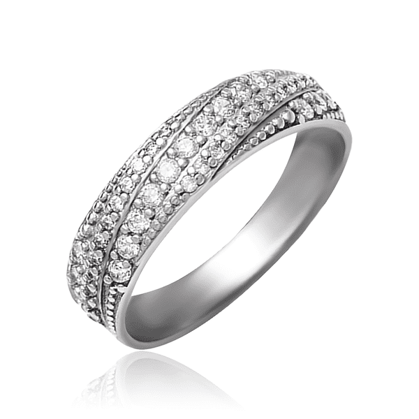 Серебряное кольцо с россыпью фианитов 034744 детальное изображение ювелирного изделия Серебряные кольца