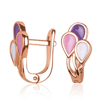 обзорное фото Яркие золотые серьги детские "Happy Birthday" 037972 Золотые детские сережки обзорное фото Яркие золотые серьги детские "Happy Birthday" 037972  Золотые детские сережки