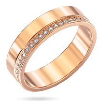 обзорное фото Обручальное кольцо с бриллиантовой дорожкой в красном золоте 585 пробы 039778 Золотые кольца с бриллиантами обзорное фото Обручальное кольцо с бриллиантовой дорожкой в красном золоте 585 пробы 039778  Золотые кольца с бриллиантами