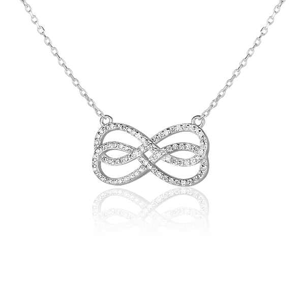 Серебряное колье Бесконечности с фианитами 027414 детальное изображение ювелирного изделия Серебряные колье Серебряное колье Бесконечности с фианитами 027414 детальное изображение ювелирного изделия Серебряные колье