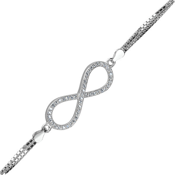 Серебряный браслет Бесконечность с фианитами 027720 детальное изображение ювелирного изделия Серебряные браслеты Серебряный браслет Бесконечность с фианитами 027720 детальное изображение ювелирного изделия Серебряные браслеты