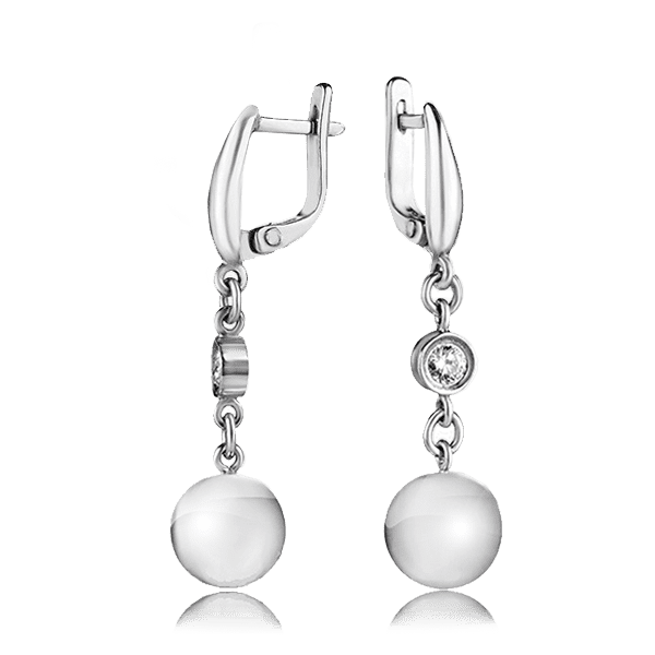 Серебряные серьги 420608С детальное изображение ювелирного изделия Серебряные серьги с камнями