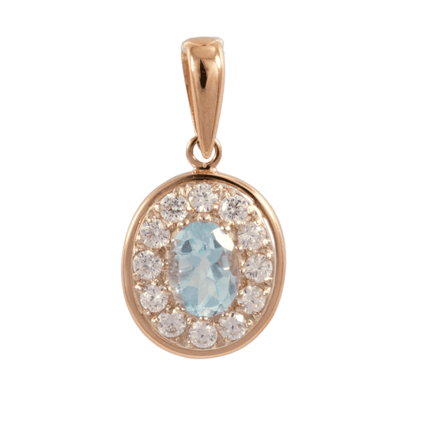 Золотой подвес с топазом и цирконием 410991  Золотой подвес с топазом и цирконием 410991