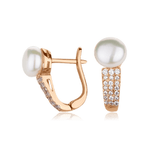 обзорное фото Золотые серьги с жемчугом 5117444  Золотые серьги с жемчугом