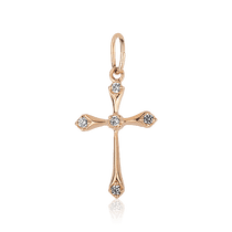 обзорное фото Декоративный золотой крестик с фианитами 028092 Декоративные золотые крестики обзорное фото Декоративный золотой крестик с фианитами 028092  Декоративные золотые крестики