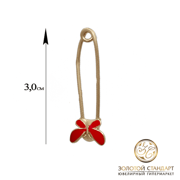 Золотая булавка с красной бабочкой Золотая булавка с красной бабочкой