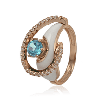 обзорное фото Золотое кольцо с топазом фианитами и эмалью 028631 Золотые кольца с топазом обзорное фото Золотое кольцо с топазом фианитами и эмалью 028631  Золотые кольца с топазом