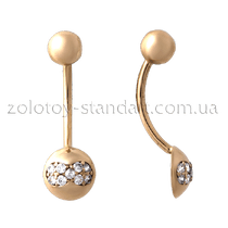обзорное фото Золотой пирсинг 300101  Золотая серьга в пупок