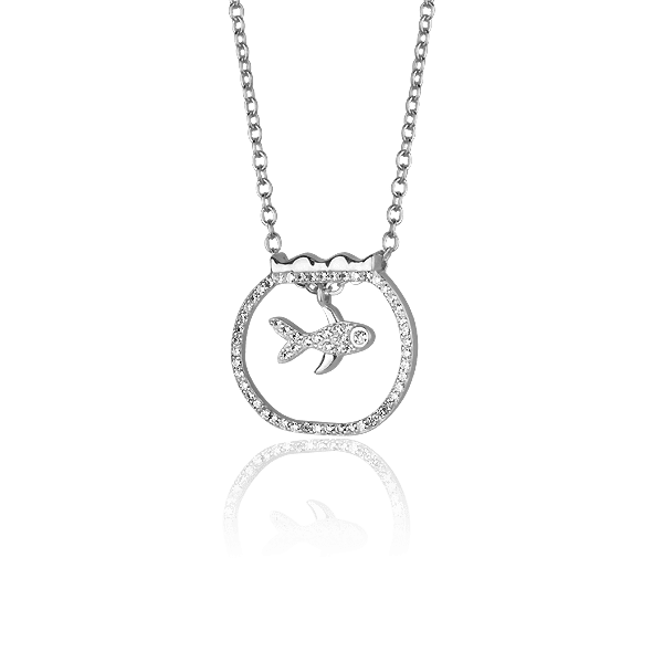 Серебряное колье Рыбка с фианитами 027388 детальное изображение ювелирного изделия Серебряные колье Серебряное колье Рыбка с фианитами 027388 детальное изображение ювелирного изделия Серебряные колье