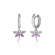 обзорное фото Детские серебряные серьги конго Стрекоза 031175 Серебряные серьги с камнями обзорное фото Детские серебряные серьги конго Стрекоза 031175  Серебряные серьги с камнями