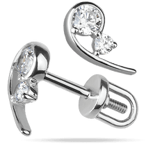 обзорное фото Серьги- пусеты в белом золоте с фианитами 038861  Золотые серьги с фианитом