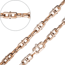 обзорное фото Литая золотая цепь Барака с бриллиантами 031968  Полновесные золотые цепочки