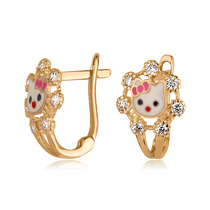 оглядове фото Золоті сережки Hello Kitty з фіанітами 025746