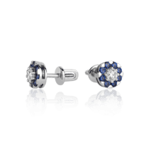 обзорное фото Серьги с бриллиантами и сапфирами 023139  Золотые серьги с сапфиром