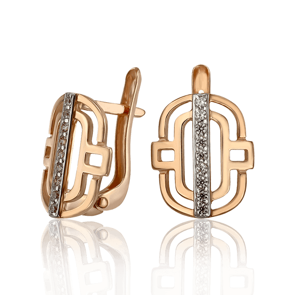 Женские серьги с фианитами в золоте 585 пробы 033729 детальное изображение ювелирного изделия Золотые серьги Женские серьги с фианитами в золоте 585 пробы 033729 детальное изображение ювелирного изделия Золотые серьги