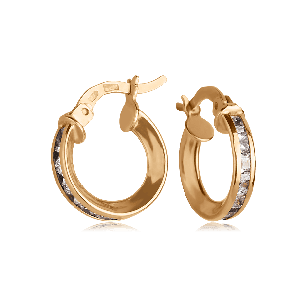 Золотые серьги с цирконием 80108 детальное изображение ювелирного изделия Золотые серьги с фианитом