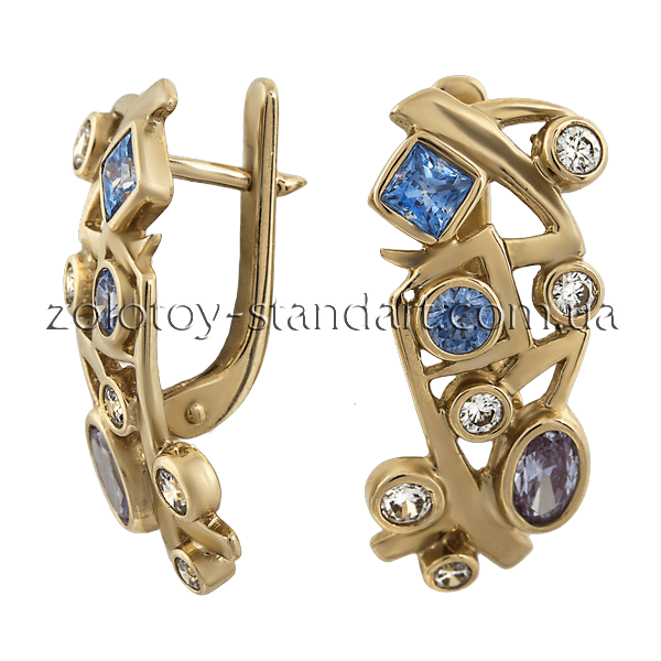 Золотые серьги с цирконием 220028 детальное изображение ювелирного изделия Золотые серьги с фианитом