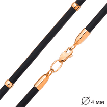 обзорное фото Каучуковый шнурок с золотой гладкой застежкой и вставками из золота 025685 Шнурки с золотом обзорное фото Каучуковый шнурок с золотой гладкой застежкой и вставками из золота 025685  Шнурки с золотом